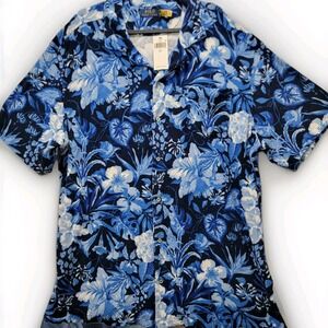 Polo Ralph Lauren Blue‎ Floral Terry Camp Shirt Men's 2XLT Shirt NWT $148